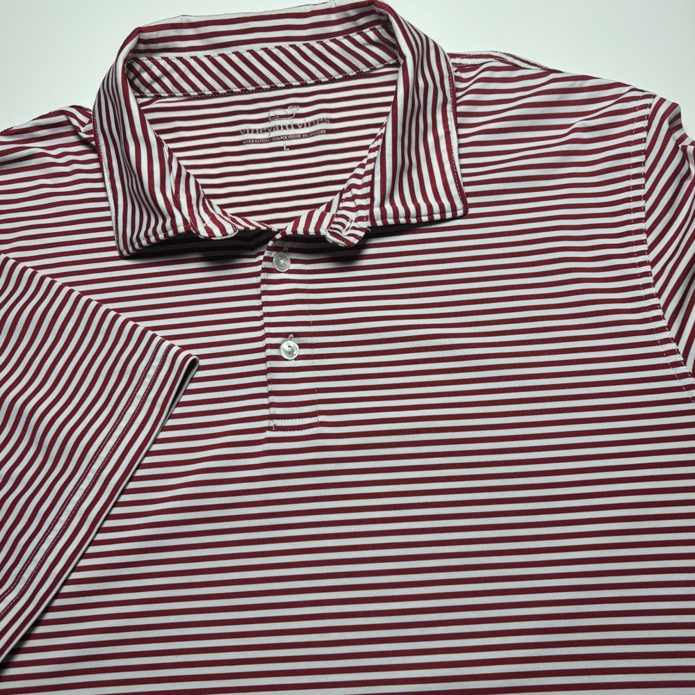 Vineyard Vines Performance Polo Shirt Men's Large‎ Red White Striped golf Shirt - Picture 3 of 7